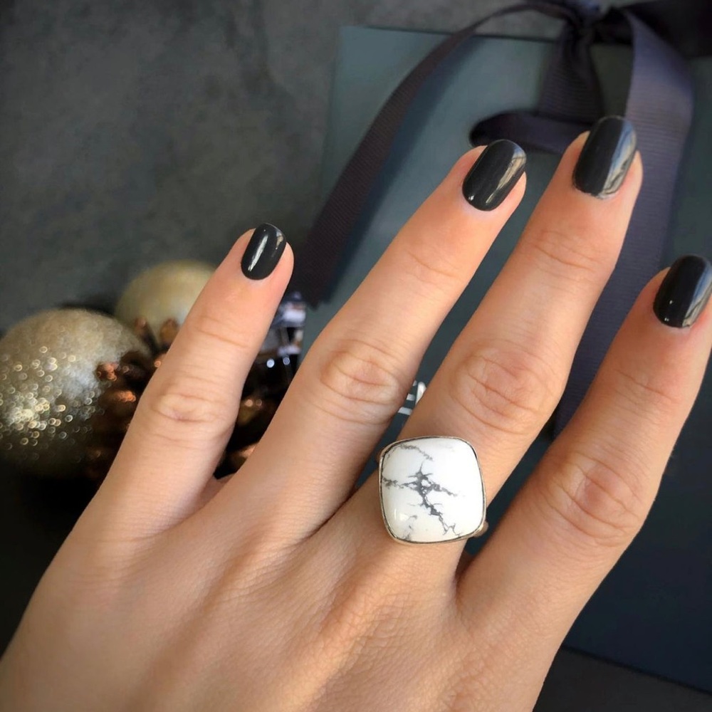 Howlite Ring • Adjustable Size | Natural White Gemstone